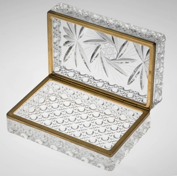 Vintage Cut Crystal Jewelry Box - Picture 1 of 10